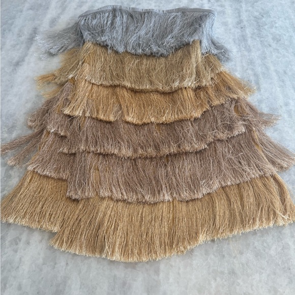 Mini Fringe Dress - Milly Nuoir Dress in Metallic Golden Ombr , Size 2 Mini Fringe Dress - Milly Nuoir Dress in Metallic Golden Ombr , Size 2